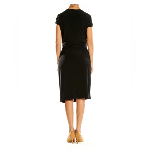 LAUREN Ralph Lauren Black Cap Sleeve Side Ruched Dress, Size 8 - Picture 6 of 13